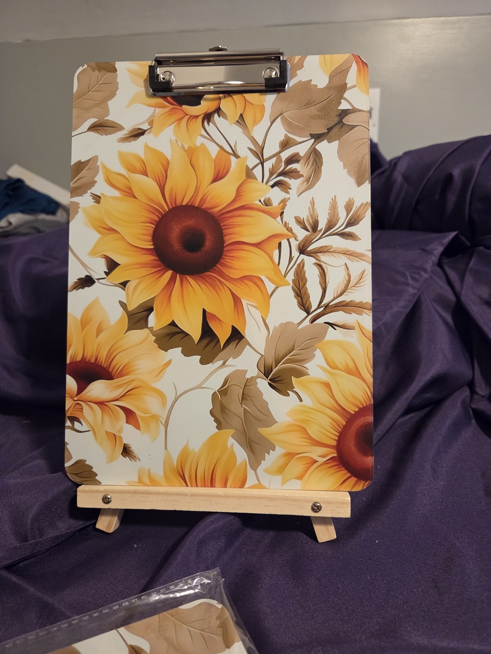 Sunflower Print Clipboard — Yellow & Brown Floral